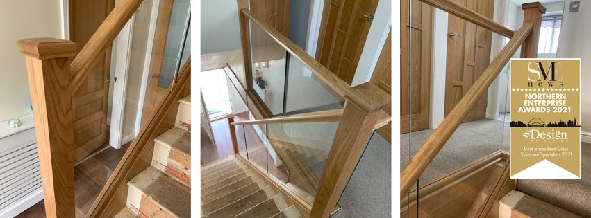 Embebbed glass staircase renovation award winning staircase