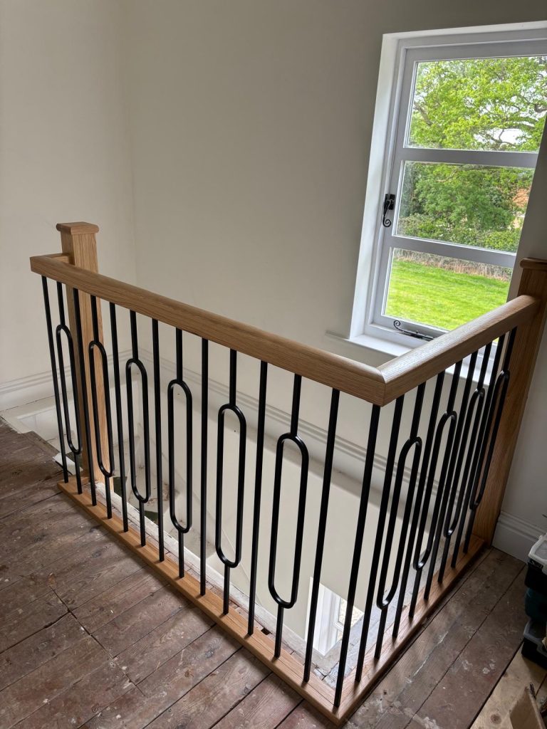 oval iron spindles oak stair banister refurbishment wirral 2