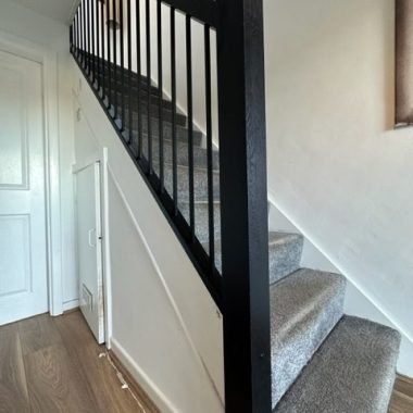Black Oak Plain Iron spindle diy stair kit