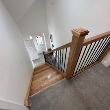 Oak & teardrop iron spindle staircase renovation