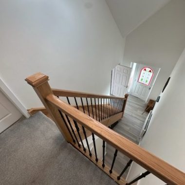 Oak & teardrop iron spindle staircase renovation